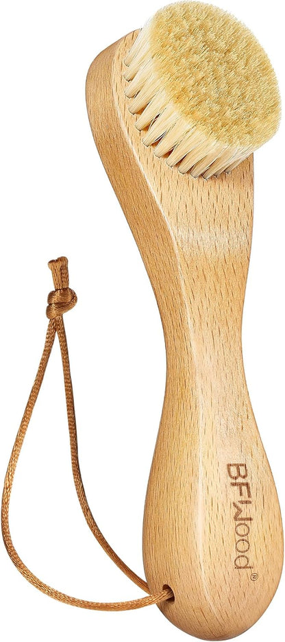 BFWood Laundry Stain Brush, Natural Soft Boar Bristles, Removes Tough Stains from Delicate Fabrics Like Knits, Cotton, and Linens, Gentle on Fabrics, No Damage