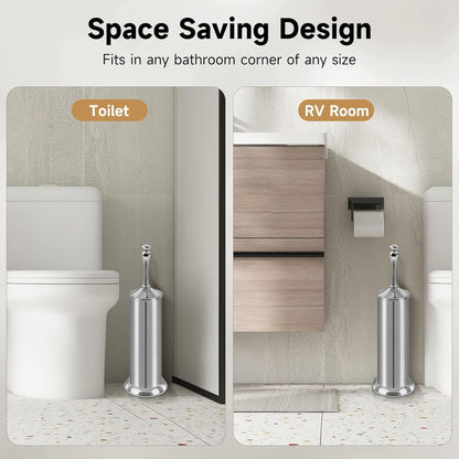Bronze Toilet Brush and Holder，Extra Long Handled Toilet Brush for Bathroom，Stainless Steel Heavy Duty Toilet Bowl Brush,Deep Cleaning Modern Toilet Cleaner Brush -Space Saving, Covered Brush, Durable