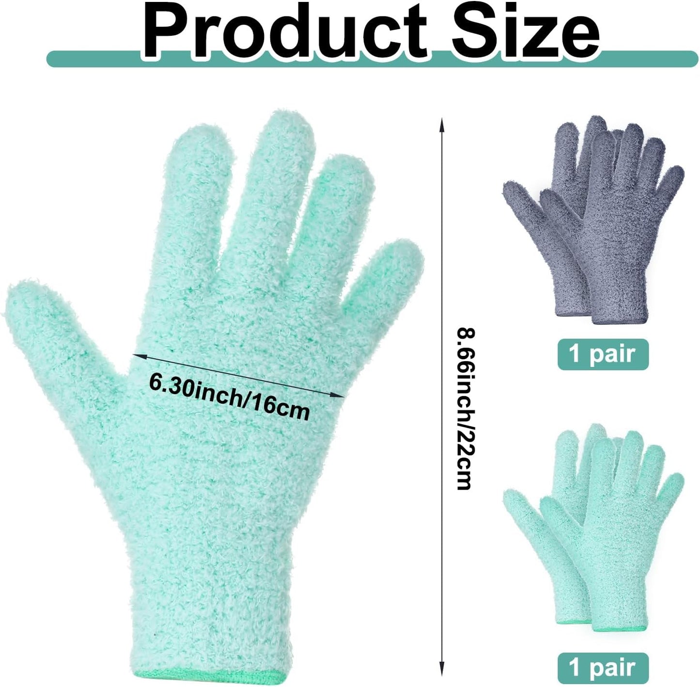 2 Pairs Microfiber Plant Dusting Gloves, Leaf Cleaning Gloves, Microfiber Dusting Cleaning Glove for Plant Dust, Household Clean, Washable Reusable Mittens for Plants, Blinds, Furniture