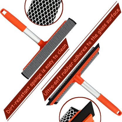 Window Squeegee for Window Cleaning, Squeegee Window Cleaner Tool 2 in 1 Car Window Cleaning Tool with Extension Pole 58‘’ Telescopic Window Washing Equipment, Shower Squeegee for Shower Glass Door