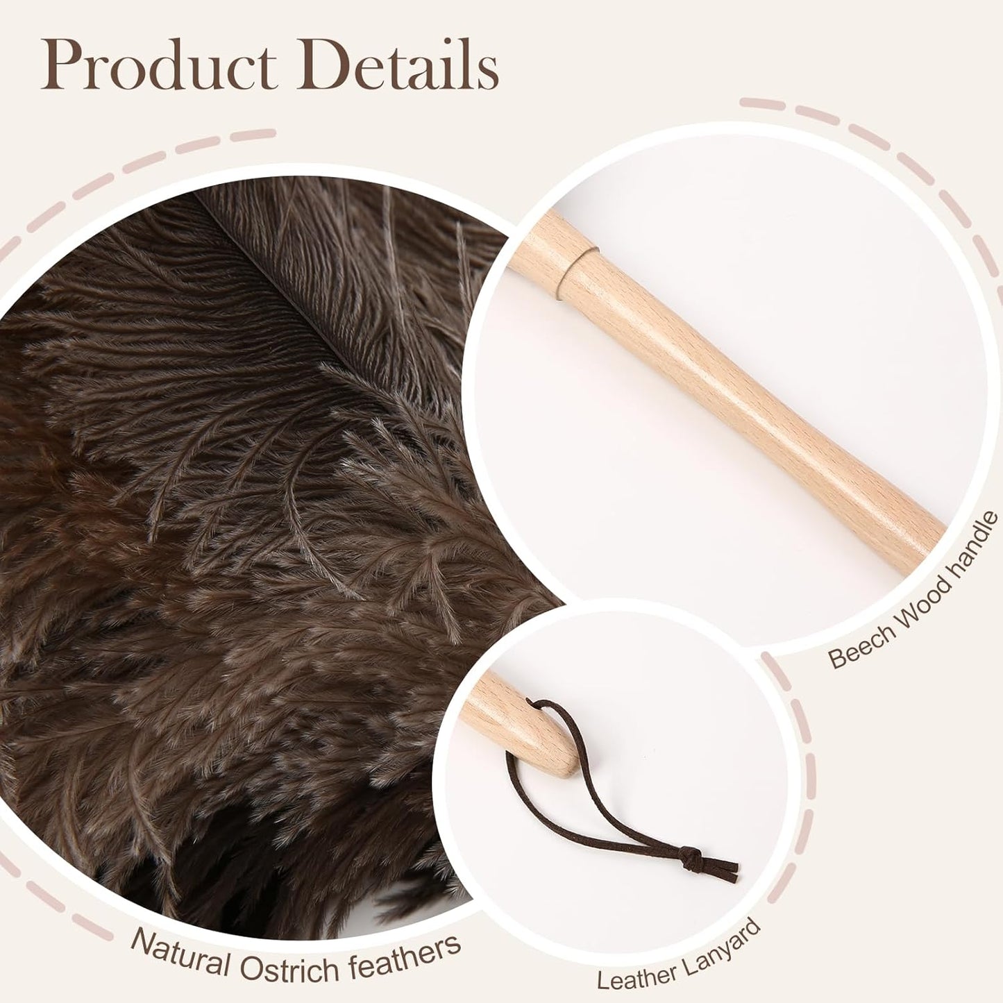 Natural Ostrich Feather Duster 14.9 inch Fluffy Mini Dusters with Plastic Handheld for Cleaning Car Keyboard Office 1 Pcs