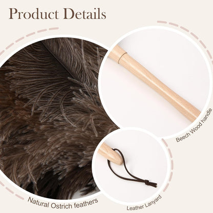 Natural Ostrich Feather Duster 14.9 inch Fluffy Mini Dusters with Plastic Handheld for Cleaning Car Keyboard Office 1 Pcs
