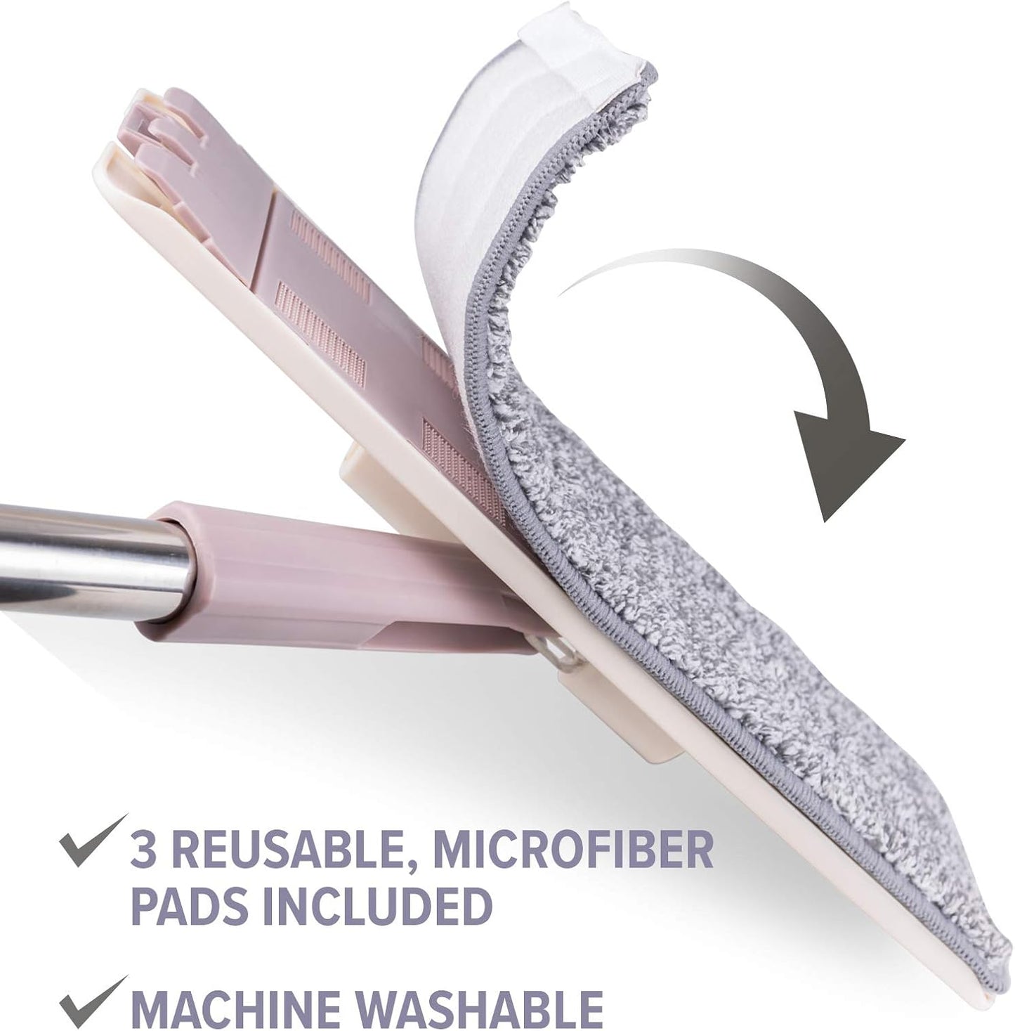 JFB Home Products Micro Flat Mop & Bucket System, Hands-Free Wringing Floor Cleaning, 3 Washable & Reusable Microfiber Pads, Wet or Dry Usage on Wood, Marble, Tile, Laminate, Ceramic and Vinyl Floors