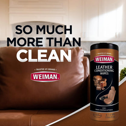 Weiman Leather Wipes - Clean and Condition Car Seats, Shoes, Couches and More - 30 Count (4 Pack)