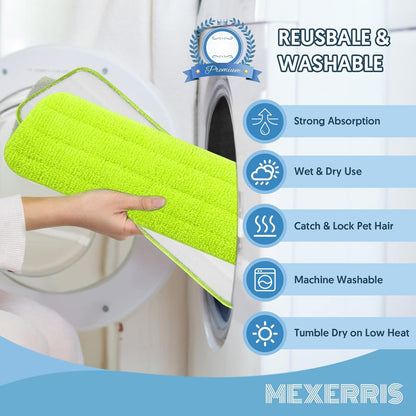 7 Count Reusable Microfiber Mop Pads for Swiffer PowerMop - MEXERRIS Microfiber Wet Pads Refills PowerMop Pads Machine Washable Hard Wood Floor Mop Pads Replacement for 13''-15'' Spray Wet Mops