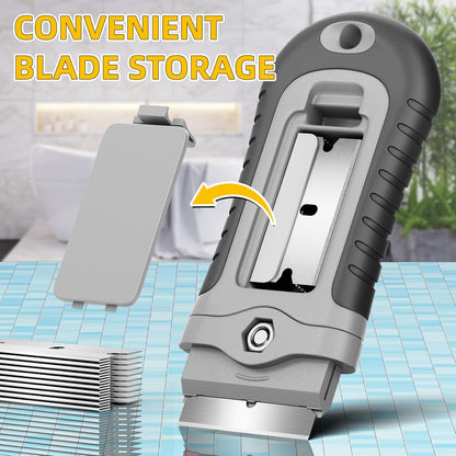 DIYSELF 1 Pack Razor Blade Scraper with 15 Extra Blades, Scraper Tool for Cleaning Window, Paint, Cooktop, Oven, Glass Stove Top Scraper, Razor Scraper with Buit-In Blade Storage