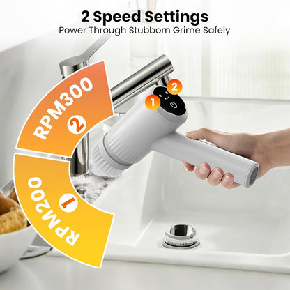 Electric Spin Scrubber - 4500mAh Cordless Cleaning Brush with 6 Brush Heads, 47" Adjustable Handle Relieves Back Pain, IPX7 Waterproof Power Scrubber for Bathroom Shower Floor Tile Bathtub