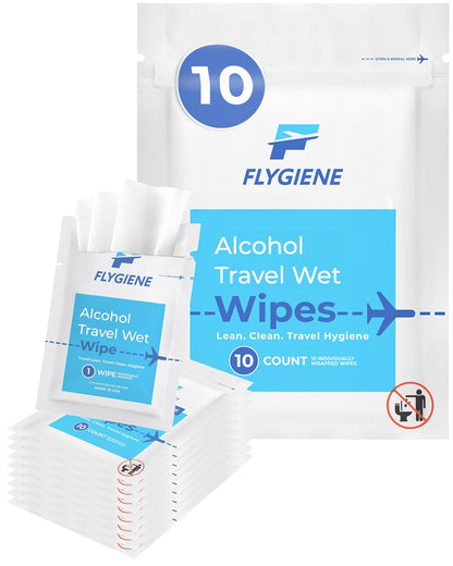 40 Count Sanitizing Wipes, 70% Alcohol, Individually Wrapped, Wet Wipes, Travel Size, Airplane Essentials