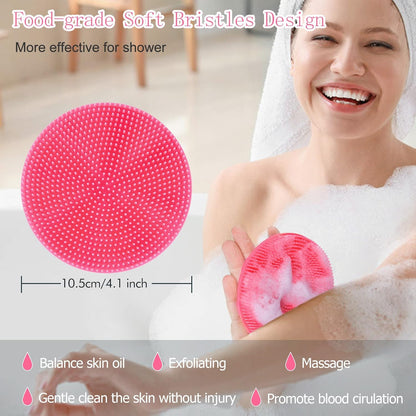 INNERNEED Food-Grade Soft Silicone Body Scrubber Shower Brush Handheld Cleansing Skin Brush, Gentle Exfoliating and Lather Well (Black)