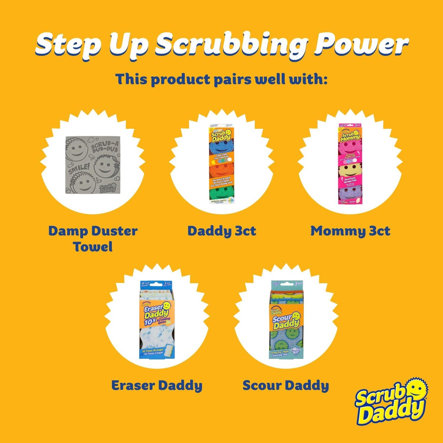 Scrub Daddy Damp Duster Dusting Sponges (8 Count) - Dust Remover for Household Cleaning - Duster for Vents, Railings & Blinds - Reusable Baseboard Cleaner