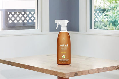 Method Daily Wood Cleaner, Almond, Cleans Shelves, Tables and Other Wooden Surfaces While Removing Dust & Grime, 28 oz Spray Bottles, (Pack of 1)
