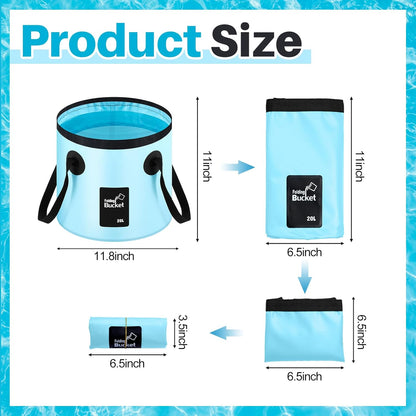 Tessco for you 4 Pcs 20L Collapsible Bucket with Handle 5 Gallon Portable Folding Bucket Foldable Water Container for Camping Hiking Fishing Beach Car Washing (Blue, Yellow, Orange, Black)