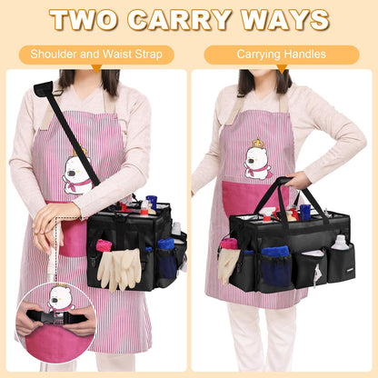Extra-Large Wearable Cleaning Caddy With Detachable Divider,Cleaning Caddy For Cleaning Supplies Large Cleaning Supply Caddy With Adjustable Shoulder Strap & Waist Belt For Cleaners