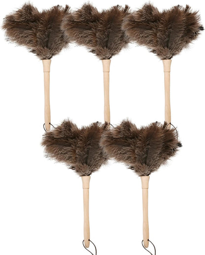 Natural Ostrich Feather Duster 14.9 inch Fluffy Mini Dusters with Plastic Handheld for Cleaning Car Keyboard Office 1 Pcs