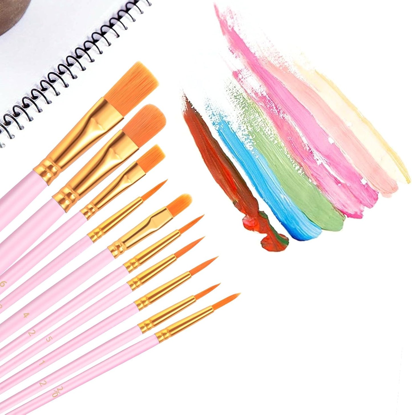 Acrylic Paint Brush Set, 1 Packs / 10 pcs Watercolor Brushes Painting Brush Nylon Hair Brushes for All Purpose Oil Watercolor Painting Artist Professional Kits.