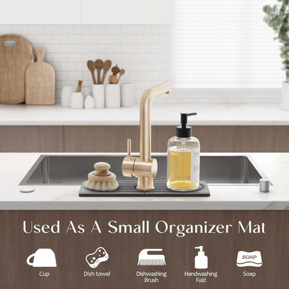 Eormoe Faucet Mat for Kitchen Sink – Diatomite Stone Drying Mat & Sink Protectors, Prevent Moisture – Sink Splash Guard Water-Absorbing Stone Tray for Bathroom Counter (Light Grey, 23.6" x 3.9")