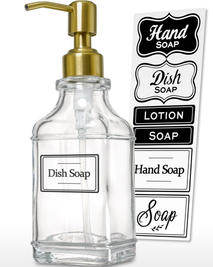 JASAI 2Pack Glass Soap Dispenser with Black Rust Proof Pump, Refillable Dish Soap Dispenser with for Kitchen and Bathroom.