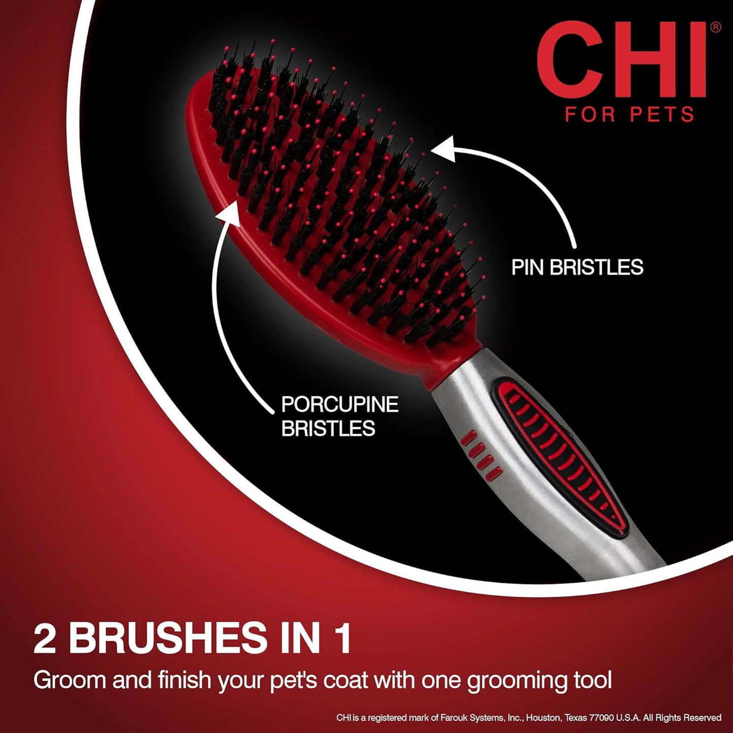 CHI for Dogs Rubber Fur Accumulator Brush, Dog Grooming Tool for Removing Loose Hair and Lint from Coats Furniture Clothing and Car Seats, Flexible Rubber Bristles, Easy Clean Grooming Brush