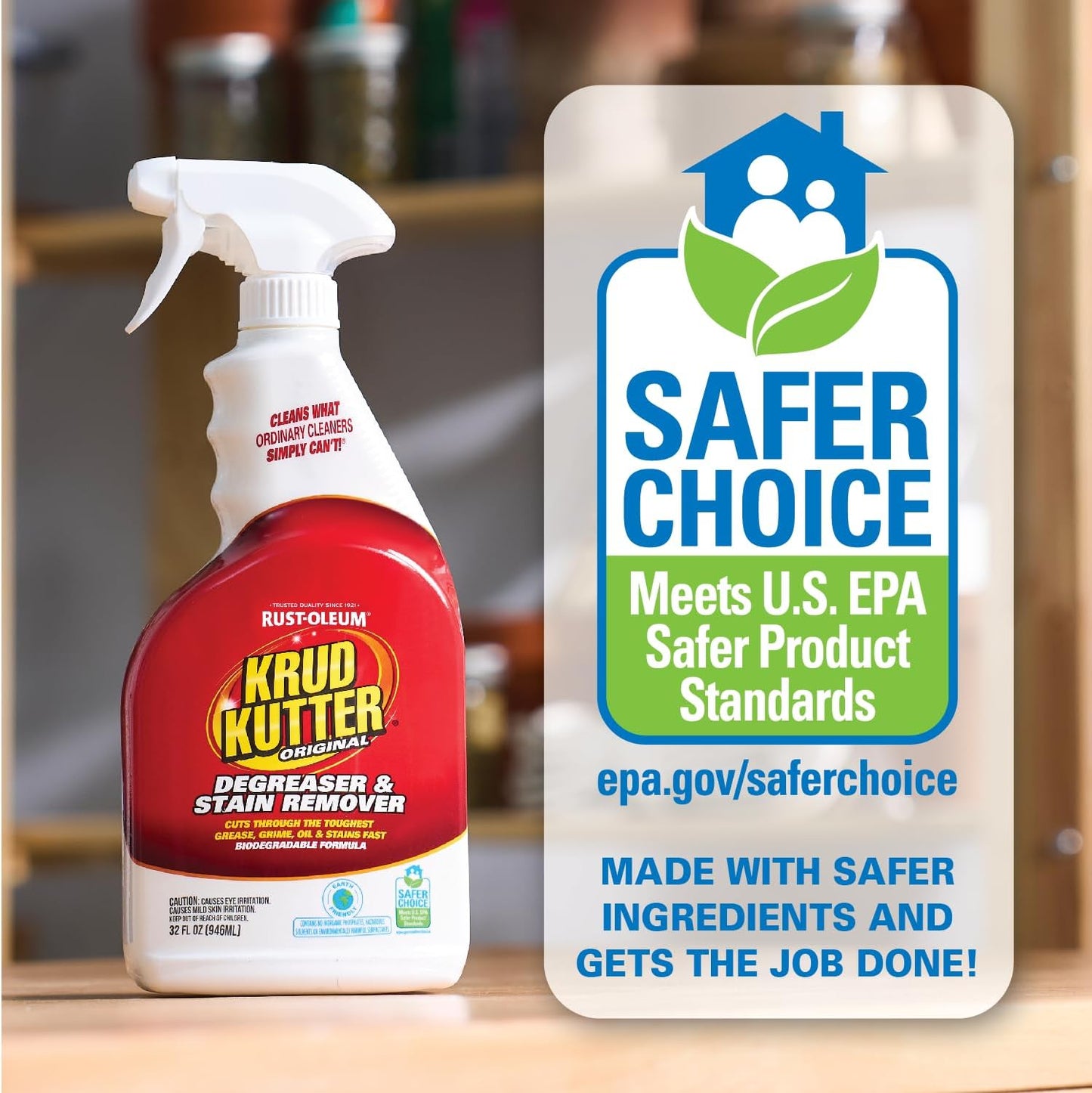 Krud Kutter Original Cleaner Degreaser Spray, 32 oz, Heavy Duty Multi Surface Cleaner for Grease, Oil and Tough Stains, Ready to Use for Kitchen, Garage, Floors and Outdoor Surfaces