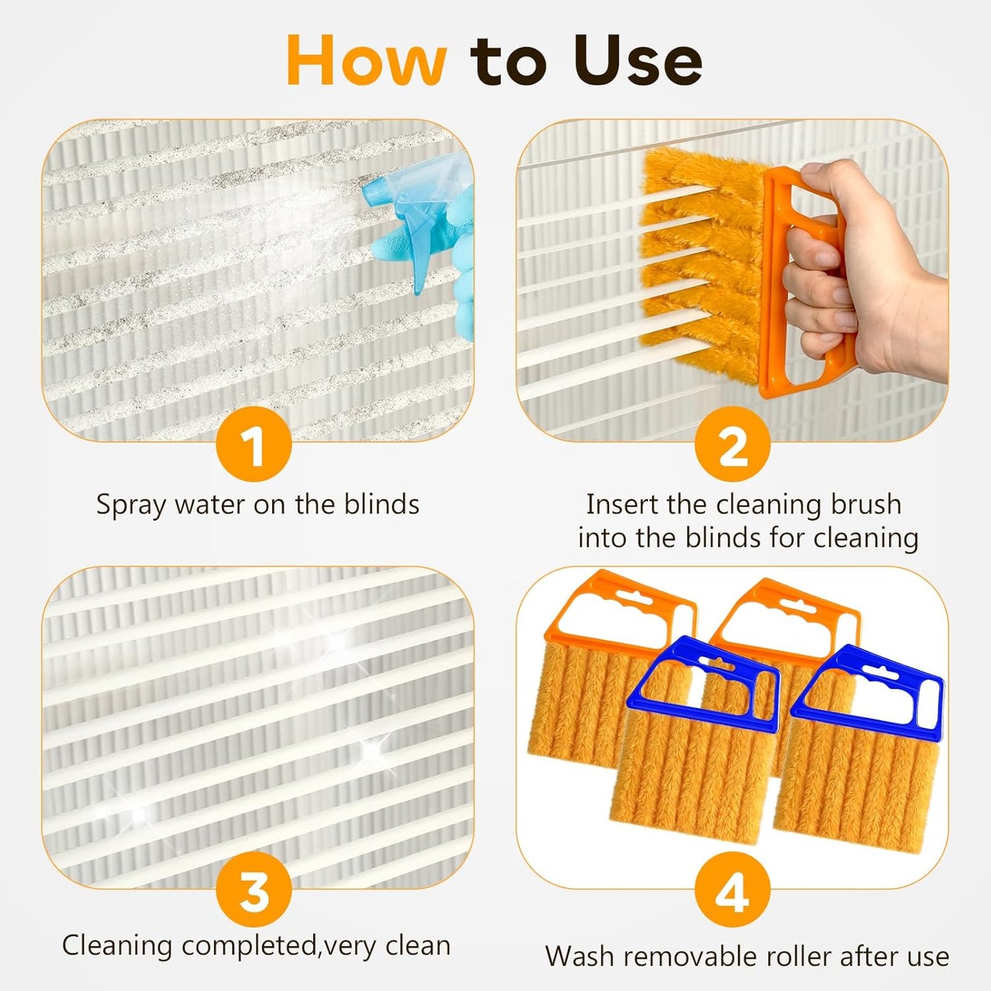 2 Pcs Blind Cleaner Duster Tool,Blind Dusters for Cleaning,Cleaning Brush,7 Finger Dusting Cleaner Tool for Window & Air Conditioner,Window Blinds Cleaner Microfiber Washable
