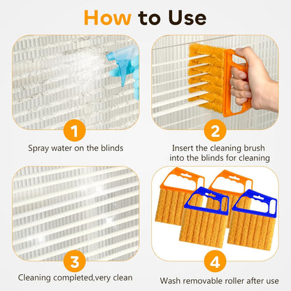 2 Pcs Blind Cleaner Duster Tool,Blind Dusters for Cleaning,Cleaning Brush,7 Finger Dusting Cleaner Tool for Window & Air Conditioner,Window Blinds Cleaner Microfiber Washable