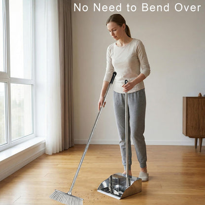 Indoor Soft Bristles Broom and Dustpan Angle Sweeping Dustpan and Broom with Long Handle for Kitchen Hardwood Floor Cleaning (Broom and Dustpan)