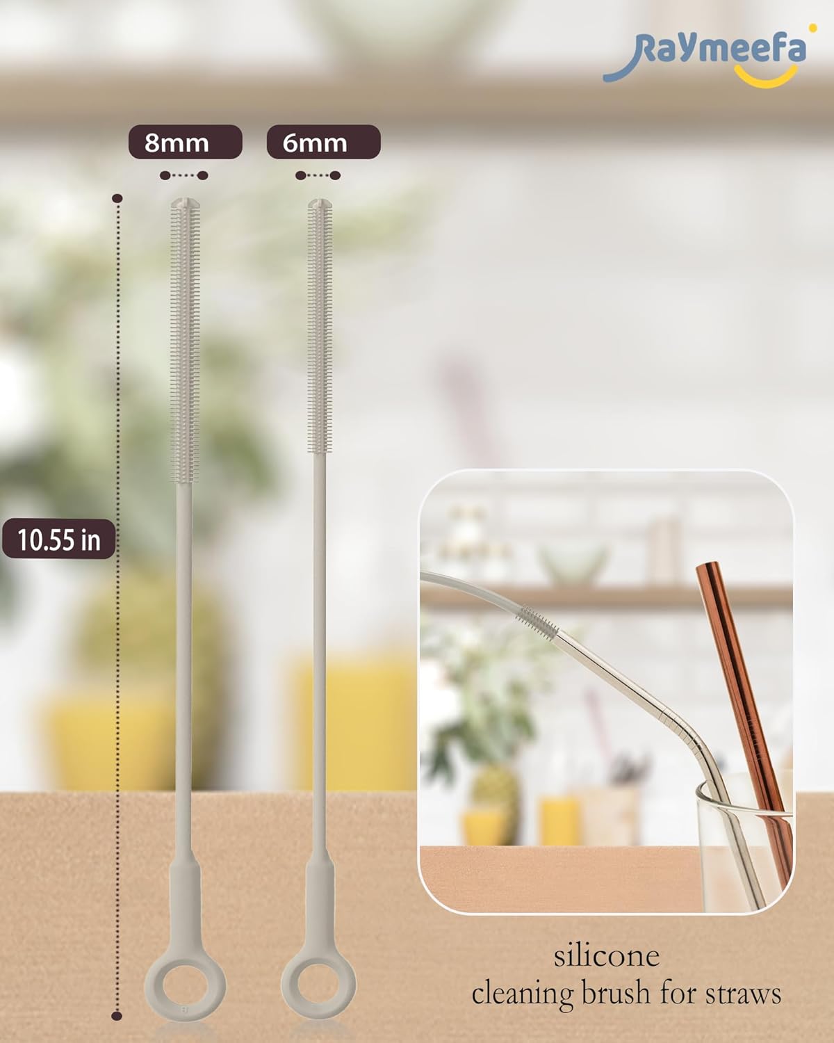 Straw Cleaner Brush Set - Raymeefa Scratch-Free Detail Cleaning for Reusable Straws & Tumblers (Blue)