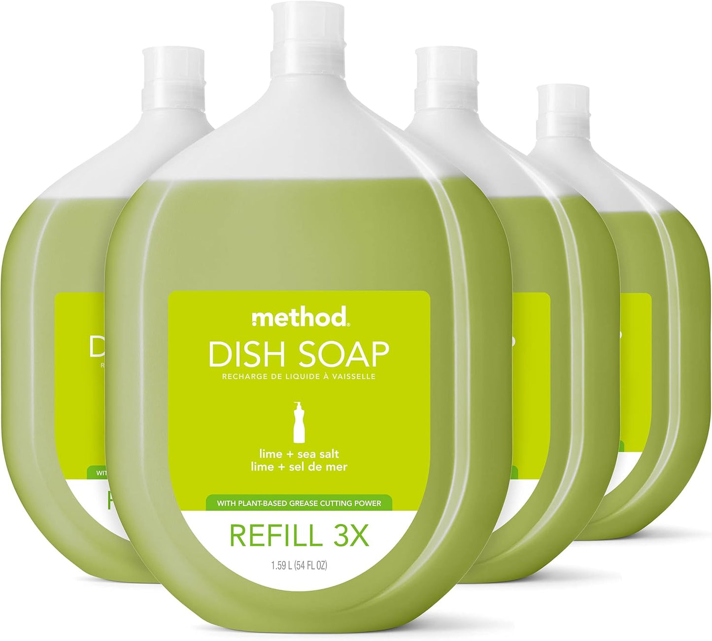 Method Gel Dish Soap, Lime + Sea Salt, Tough on Grease, 18 Fl Oz (Pack of 6)