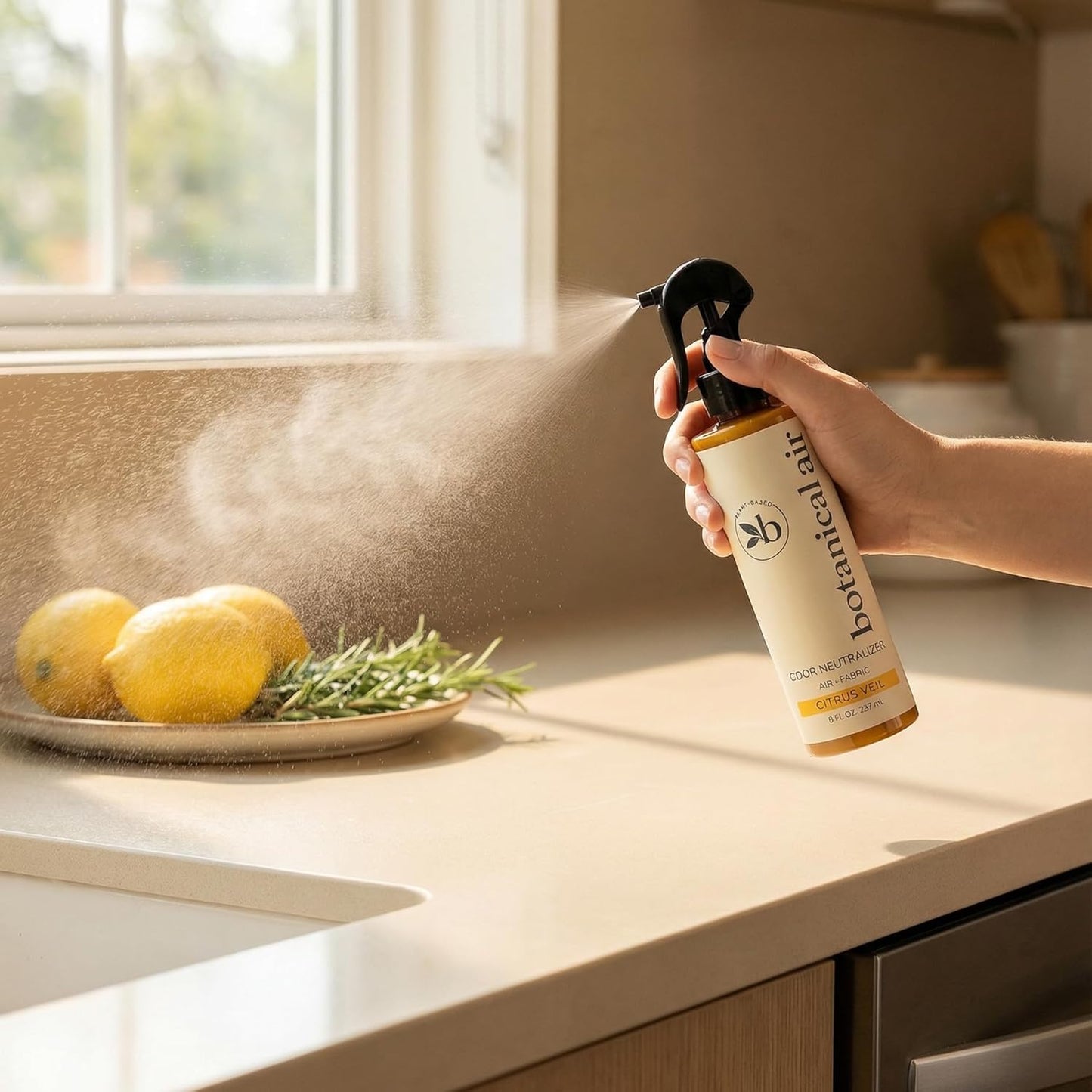 Plant-Based Odor Eliminator Spray – Natural Essential Oil Air Freshener for Home, Bathroom, Fabrics & Pet Areas – 8 oz (Eucalyptus Rain)