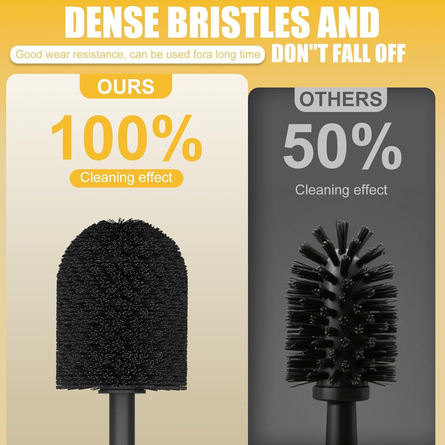 BESy Toilet Brush and Holder, Toilet Cleaner Bowl Set with Two Brush with Extra Long Handle, Durable Bristles Toilet Scrubber and Covered Holder, Drip-Proof Stainless Steel Oil Rubbed Bronze