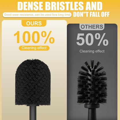 BESy Toilet Brush and Holder, Toilet Cleaner Bowl Set with Two Brush with Extra Long Handle, Durable Bristles Toilet Scrubber and Covered Holder, Drip-Proof Stainless Steel Oil Rubbed Bronze