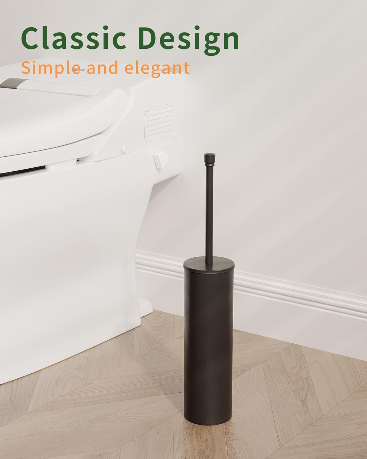 Toilet Brush and Holder Set, Toilet Bowl Brush for Bathroom with Long Handle, Stainless Steel Toilet Cleaner Brush with Durable Scrubbing Bristles,Splash-Proof (Brushed Nickel)
