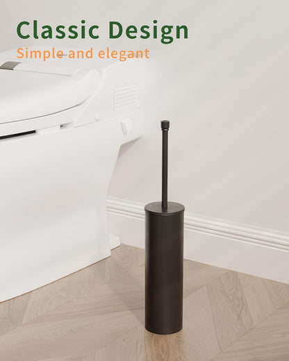 Toilet Brush and Holder Set, Toilet Bowl Brush for Bathroom with Long Handle, Stainless Steel Toilet Cleaner Brush with Durable Scrubbing Bristles,Splash-Proof (Brushed Nickel)