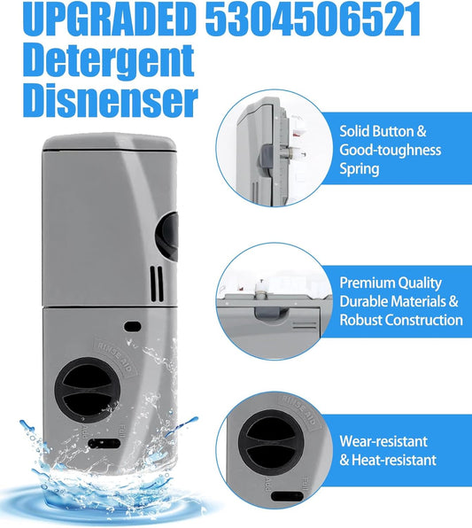 Upgraded 5304506521 Detergent and Rinse Aid Dispenser for Dishwashers Compatible with Frigidaire,Electrolux,Crosley, Kenmore, Westinghouse,Replacement AP6036339.154379201,154379202,154452703 Etc