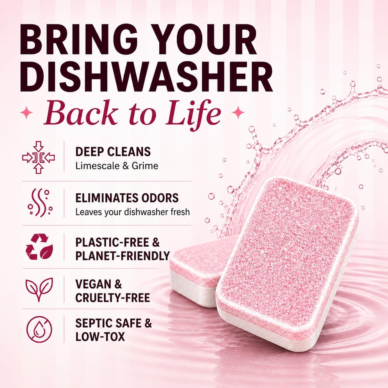 Dishwasher Cleaner And Deodorizer Tablets - 6 Months Supply Unscented Dishwasher Cleaning Tablets - Deep Cleaning Removes Limescale and Odors - Eco-friendly Dish Washer Machine Cleaner - Septic Safe