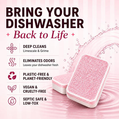 Dishwasher Cleaner And Deodorizer Tablets - 6 Months Supply Unscented Dishwasher Cleaning Tablets - Deep Cleaning Removes Limescale and Odors - Eco-friendly Dish Washer Machine Cleaner - Septic Safe