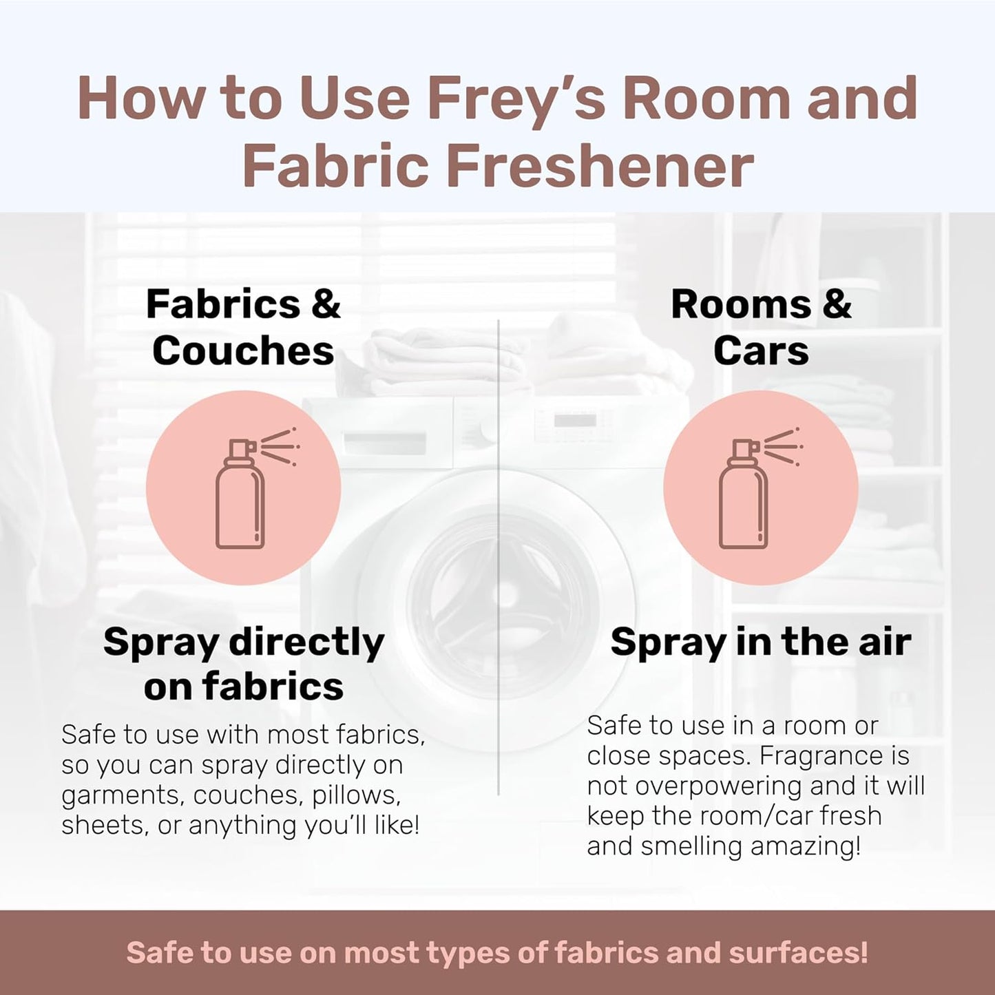 Frey Fabric Freshener Spray – Pack of 2 | Linen Spray Deodorizer for Laundry | Jasmine Rose | 2oz Bottles