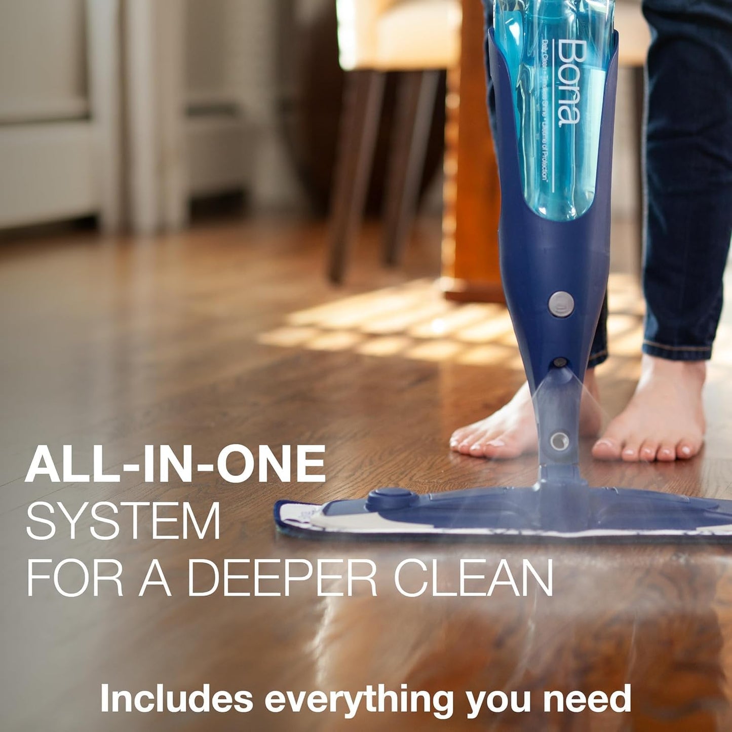 Bona Hardwood Floor Premium Spray Mop - Includes Wood Floor Cleaning Concentrate and Machine Washable Microfiber Cleaning Pad - Dual Zone Cleaning Design for Faster Cleanup