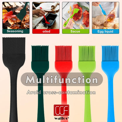 Walfos Silicone Basting Pastry Brush, Heat Resistant Pastry Brush Set, Strong Steel Core and One-Pieces Design, Perfect for BBQ Grill Baking Kitchen Cooking, BPA Free and Dishwasher Safe, 2 Pcs (Blue)