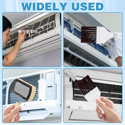 4Pcs Air Conditioner Ac Cleaning Kit, Useful Double-Sided Coil Cleaning Brush, Plastic Coil Brush Blinds Brush 2 in 1 Groove Cleaning Brush, Good Cleaning Effect for Air Conditioners, Refrigerators