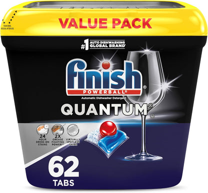Finish Quantum Dishwasher Pods, No Pre-Rinse Dishwasher Detergent Soap Removes 24HR Dried-On Stain and Grease, Leaving a Virtually Spotless Shine, 22 Count