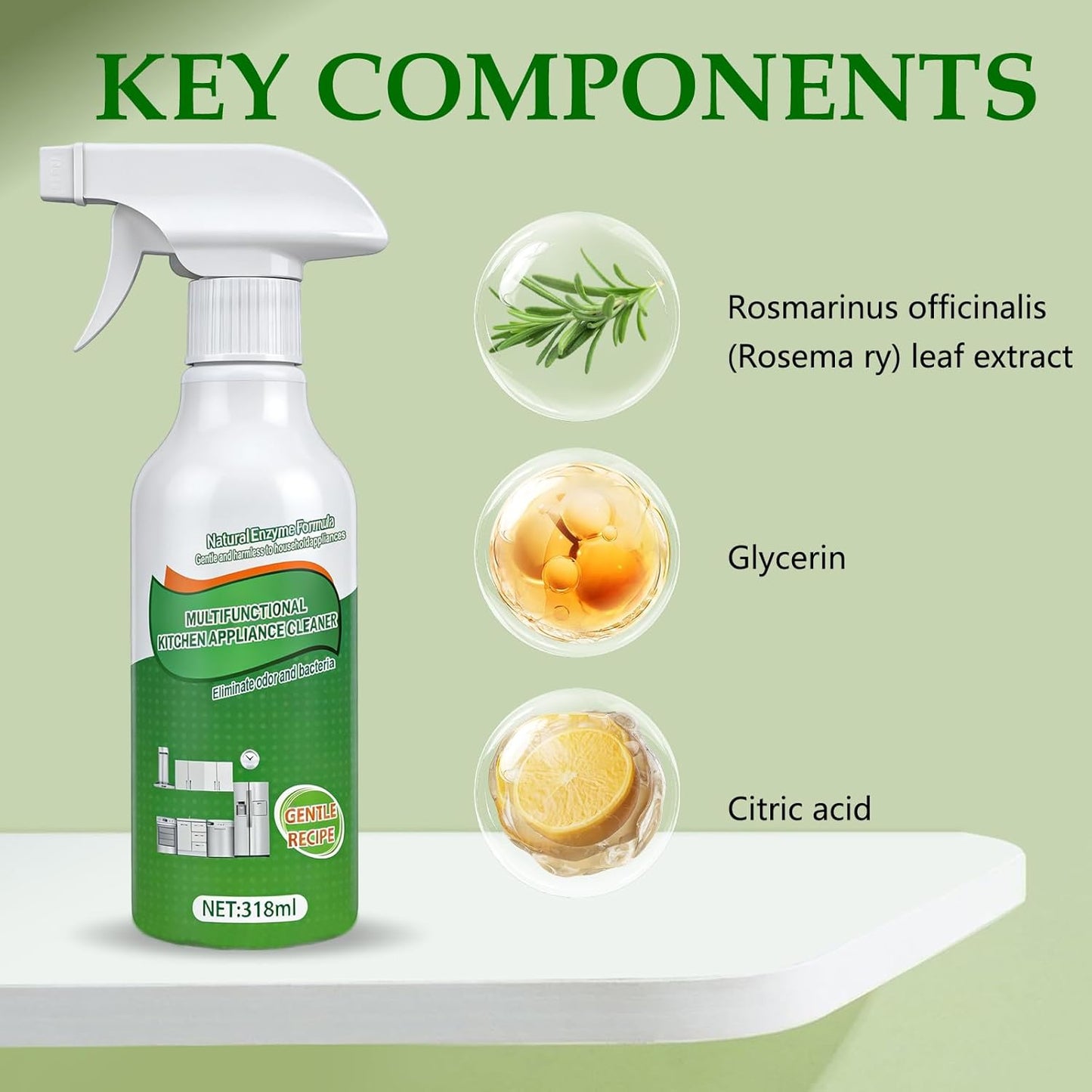 Kitchen Cleaner Remover Spray,Multifunctional Kitchen Appliance Cleaner,Kitchen Enzyme Cleaner,For Cooktop,Stove,Oven,Microwave & Oil Stains-636ml