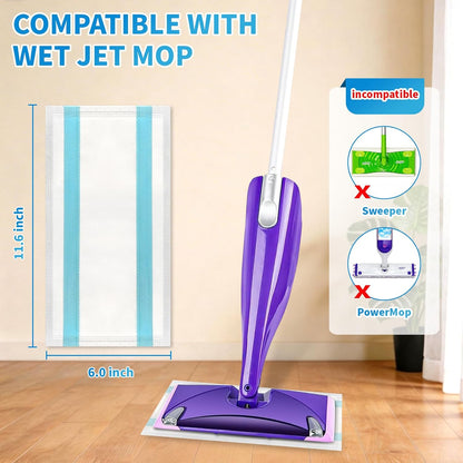 80 Pack Wet Jet Pads for Swiffer Wet Jet Spray Mop - 4 Layers Thickened Multi-Surface Mop Pads for Swiffer Wet Pads Refill, Safe for All Finished Floors, Heavy-Duty Dirt Locking | Super Absorbent