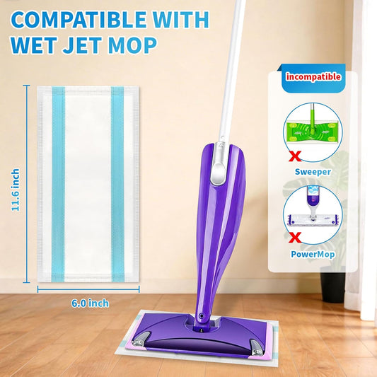 80 Pack Wet Jet Pads for Swiffer Wet Jet Spray Mop - 4 Layers Thickened Multi-Surface Mop Pads for Swiffer Wet Pads Refill, Safe for All Finished Floors, Heavy-Duty Dirt Locking | Super Absorbent