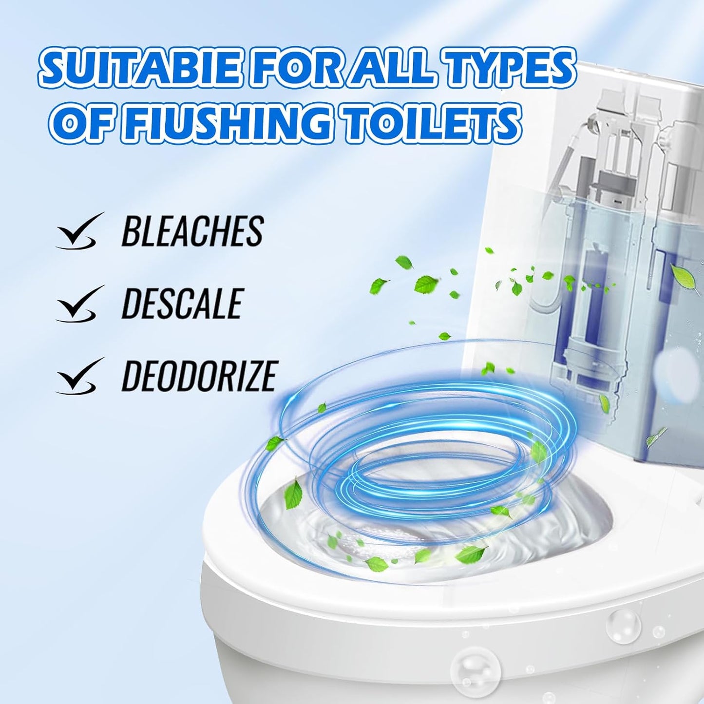 Automatic Toilet Bowl Cleaner Tablets–Fresh Scent,Long-Lasting Clean–Safe for Tanks&Pipes Deodorizing and Descaling –Bathroom Cleaner Against Tough Stains Keeps Bowl Clean Between Washes-50 PACK-1111