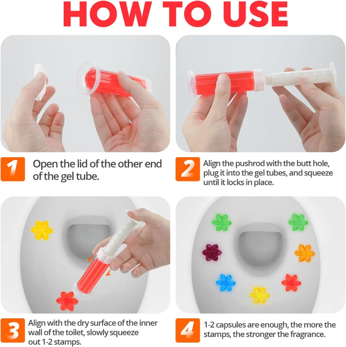 **84 Flowers** Toilet Gel Stamp | Long-Lasting Toilet Bowl Cleaner & Scent Freshener | Adhesive Gel Stamps for Fresh Fragrant Bathroom (Mix Scent)