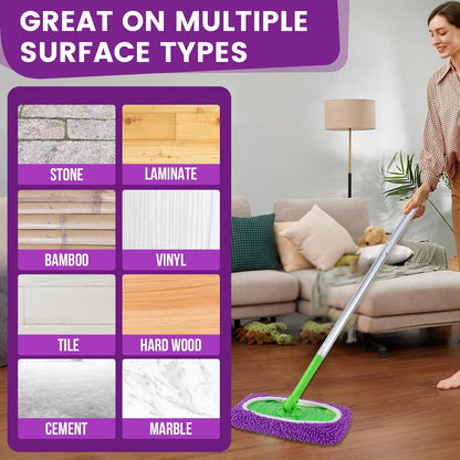 6Pcs Reusable Microfiber Mop Pads Compatible with Sweeper Mop, Replacement Wet Mopping pad Refills & Washable Dry Sweeping Cloths for Surface/Hardwood Floor Cleaning