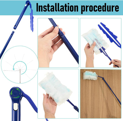 Colingmill 12 Pcs 3 ft Replacement Handles Compatible with Duster Refills, Extendable Long Extended Handle Only, Adjustable Length for Ceiling Fans, Blinds, Shelves, Windows (White)