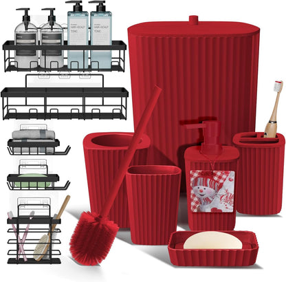 Clara Clark Bathroom Set - Sage Green Bathroom Accessories Set, 6PC Bathroom Accessory Set, Bathroom Sets with Toilet Brush, Trash Can & Soap Dispenser