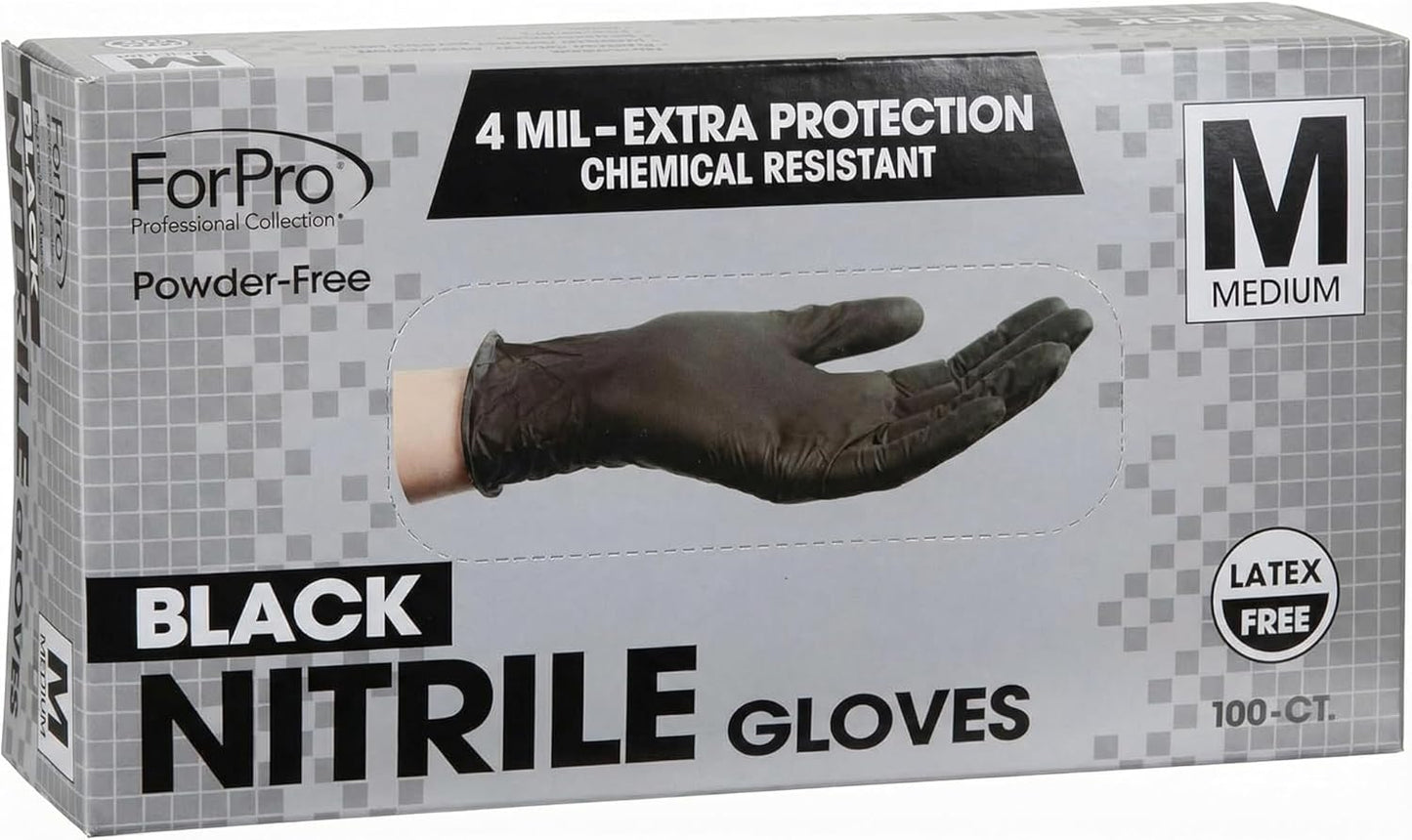 ForPro Disposable Nitrile Gloves, Chemical Resistant, Powder-Free, Latex-Free, Non-Sterile, Food Safe, 4 Mil
